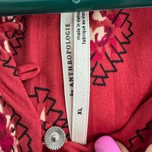 Anthropologie Crimson Floral Top